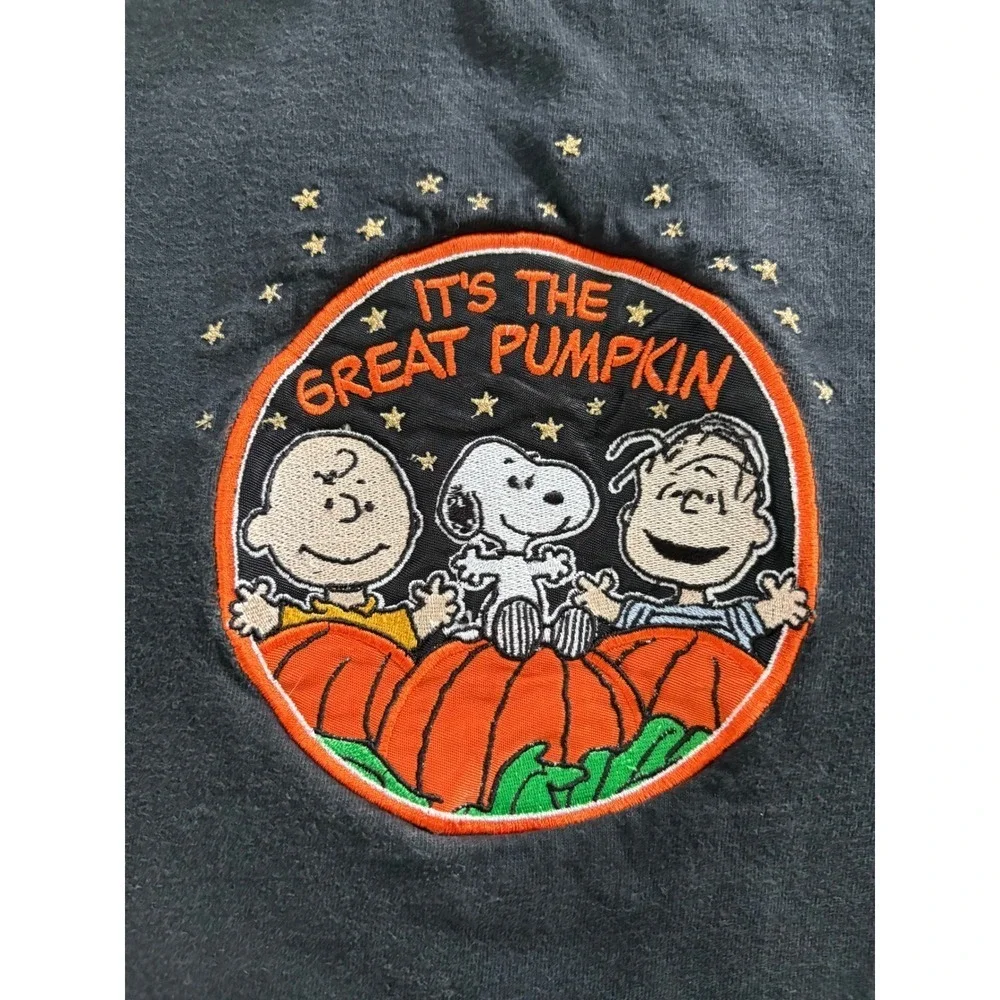 Vintage Peanuts Collection Charlie Brown Snoopy Great Pumpkin Halloween Black XL - Picture 2 of 3
